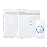 AVANTEK Wireless Doorbell, D-3W Waterproof Door Chime Kit Operating at over 1300 Feet with 2 Plug-In Receivers, 52 Melodies, CD Quality Sound and LED Flash