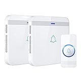 AVANTEK Wireless Doorbell, D-3W Waterproof Door Chime Kit Operating at over 1300 Feet with 2 Plug-In Receivers, 52 Melodies, CD Quality Sound and LED Flash