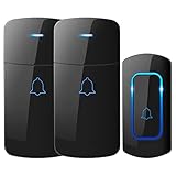 Wireless Doorbell Kit, NOVETE Door Bell Operating at Over 1300 Feet, Waterproof Door Chime Kit with Two Plug-in Receivers, LED Indicators, 52 Melodies, Easy Setup for Home and Office